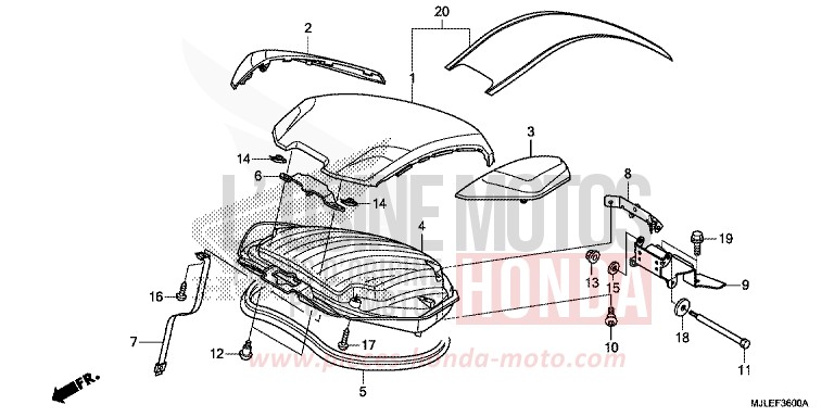 LUGGAGE LID for NC700S Dual Cluth ABS MAT PEARL GLARE WHITE (NHB54) from 2014